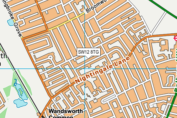 SW12 8TG map - OS VectorMap District (Ordnance Survey)