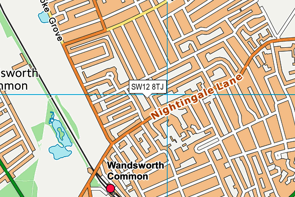 SW12 8TJ map - OS VectorMap District (Ordnance Survey)