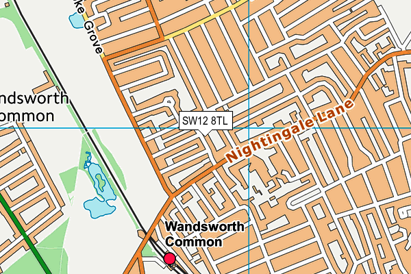SW12 8TL map - OS VectorMap District (Ordnance Survey)