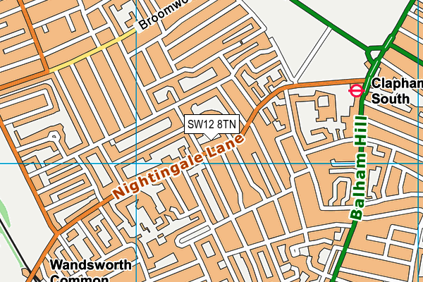 SW12 8TN map - OS VectorMap District (Ordnance Survey)