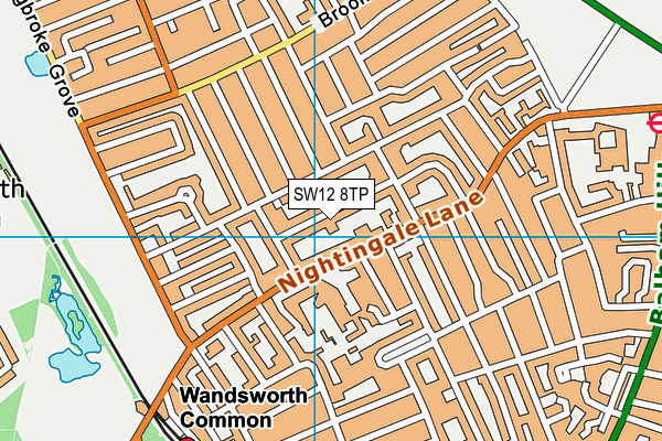 SW12 8TP map - OS VectorMap District (Ordnance Survey)