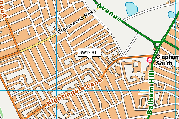 SW12 8TT map - OS VectorMap District (Ordnance Survey)