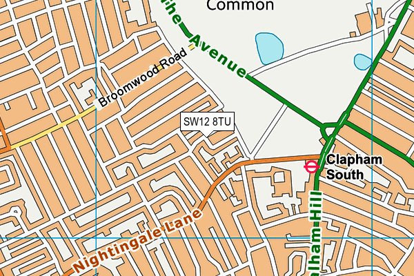 SW12 8TU map - OS VectorMap District (Ordnance Survey)