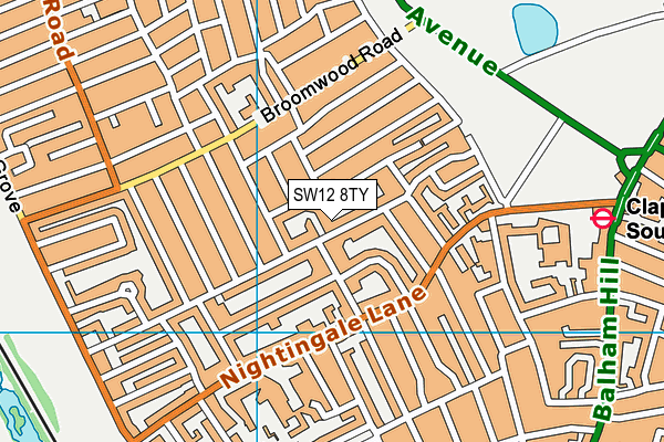 SW12 8TY map - OS VectorMap District (Ordnance Survey)