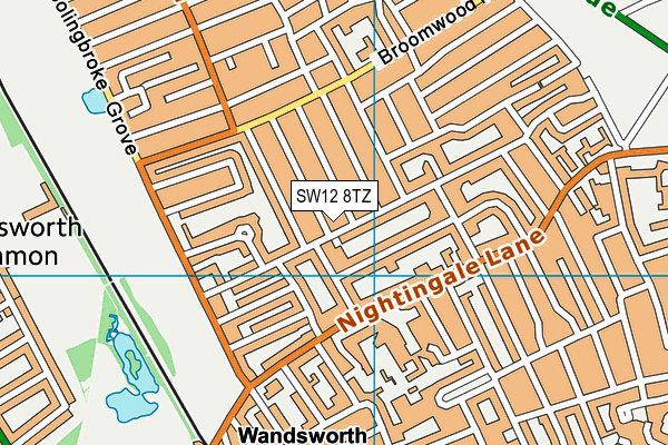 SW12 8TZ map - OS VectorMap District (Ordnance Survey)