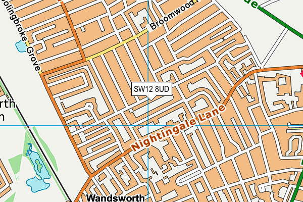 SW12 8UD map - OS VectorMap District (Ordnance Survey)