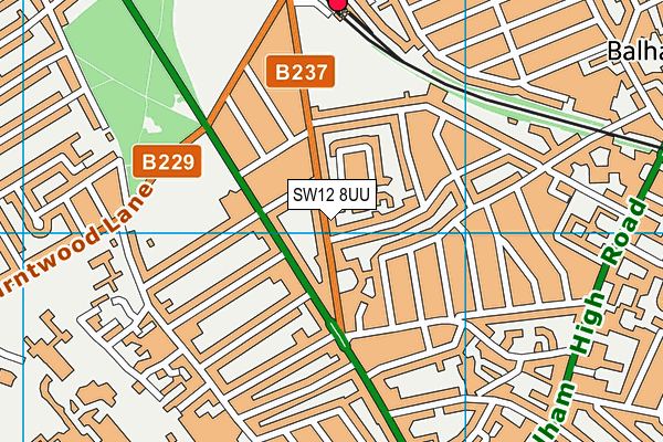 SW12 8UU map - OS VectorMap District (Ordnance Survey)