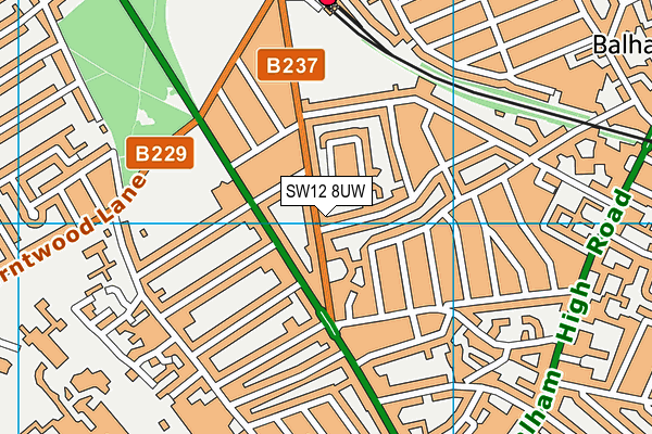 SW12 8UW map - OS VectorMap District (Ordnance Survey)