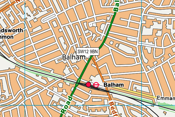 SW12 9BN map - OS VectorMap District (Ordnance Survey)