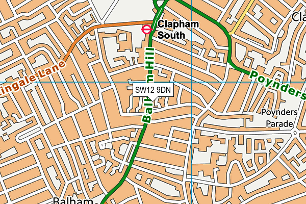 SW12 9DN map - OS VectorMap District (Ordnance Survey)