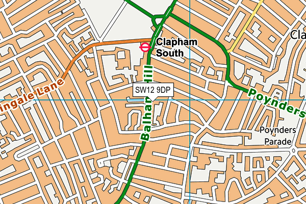 SW12 9DP map - OS VectorMap District (Ordnance Survey)