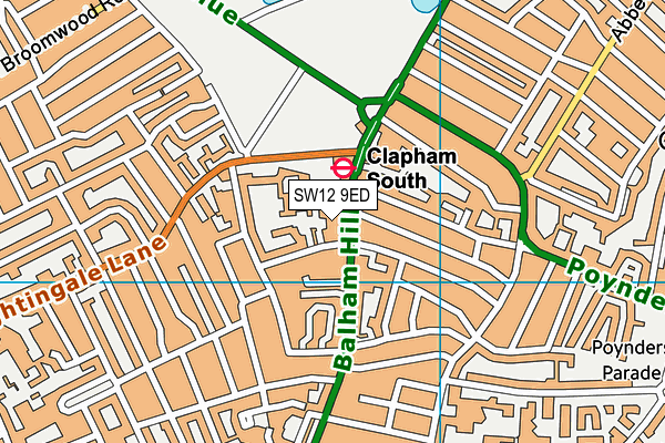 SW12 9ED map - OS VectorMap District (Ordnance Survey)