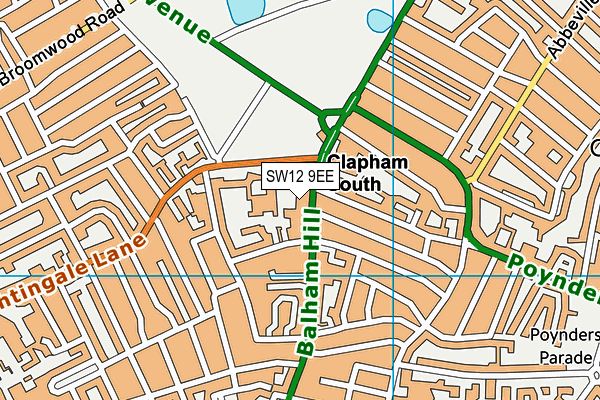 SW12 9EE map - OS VectorMap District (Ordnance Survey)