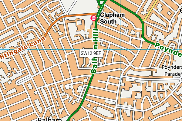 SW12 9EF map - OS VectorMap District (Ordnance Survey)