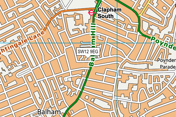 SW12 9EG map - OS VectorMap District (Ordnance Survey)