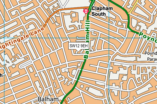 SW12 9EH map - OS VectorMap District (Ordnance Survey)