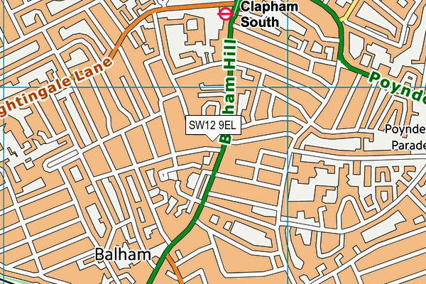 SW12 9EL map - OS VectorMap District (Ordnance Survey)