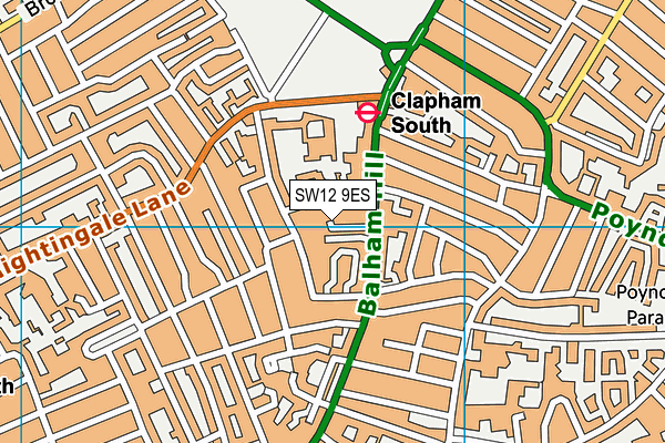 SW12 9ES map - OS VectorMap District (Ordnance Survey)