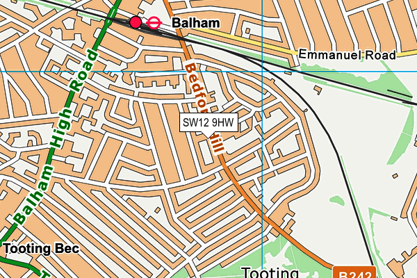 SW12 9HW map - OS VectorMap District (Ordnance Survey)