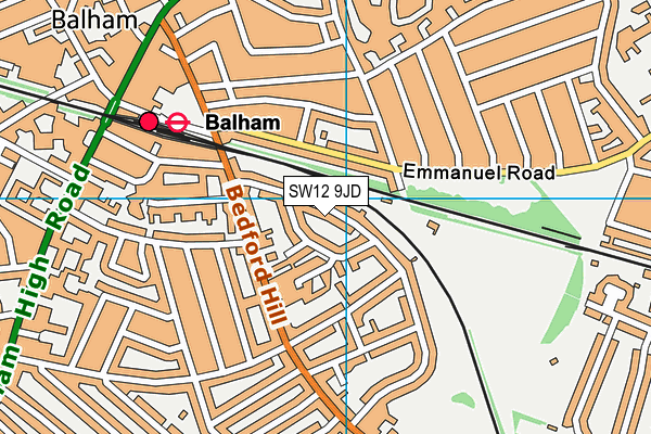 SW12 9JD map - OS VectorMap District (Ordnance Survey)