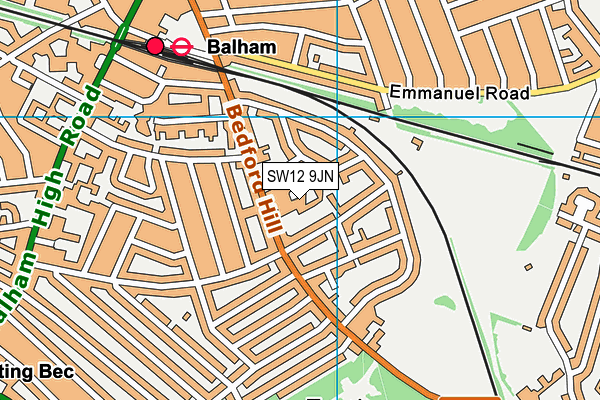 SW12 9JN map - OS VectorMap District (Ordnance Survey)