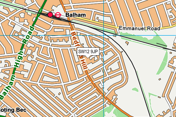 SW12 9JP map - OS VectorMap District (Ordnance Survey)