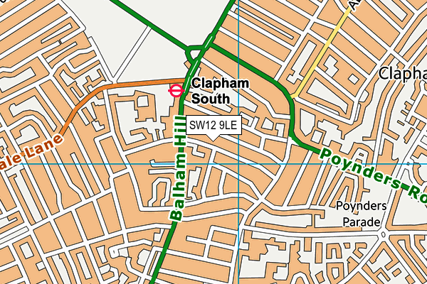 SW12 9LE map - OS VectorMap District (Ordnance Survey)