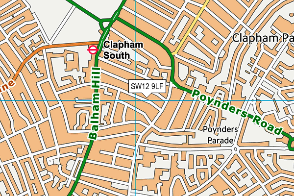 SW12 9LF map - OS VectorMap District (Ordnance Survey)