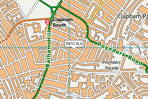 SW12 9LG map - OS VectorMap District (Ordnance Survey)