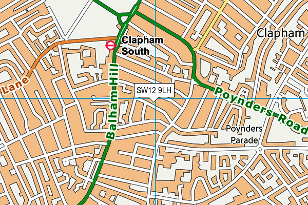 SW12 9LH map - OS VectorMap District (Ordnance Survey)