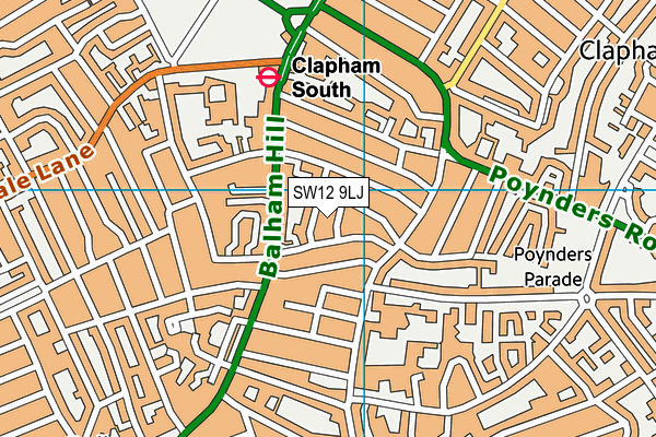 SW12 9LJ map - OS VectorMap District (Ordnance Survey)