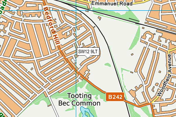 SW12 9LT map - OS VectorMap District (Ordnance Survey)