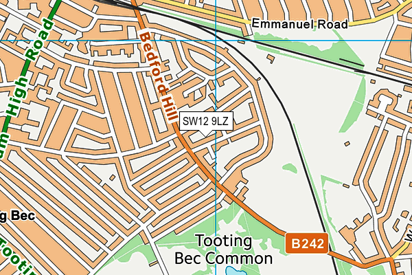 SW12 9LZ map - OS VectorMap District (Ordnance Survey)