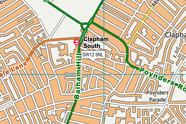 SW12 9NL map - OS VectorMap District (Ordnance Survey)