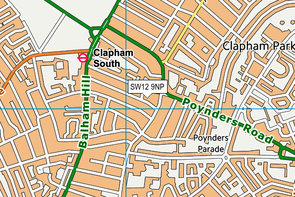 SW12 9NP map - OS VectorMap District (Ordnance Survey)