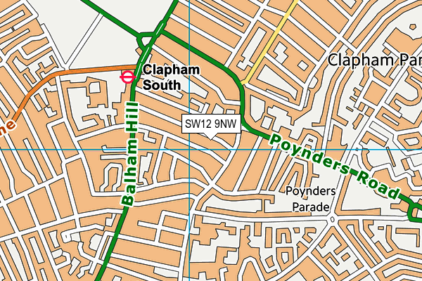 SW12 9NW map - OS VectorMap District (Ordnance Survey)