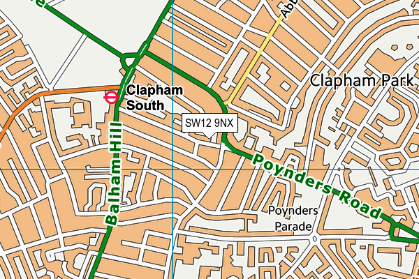 SW12 9NX map - OS VectorMap District (Ordnance Survey)