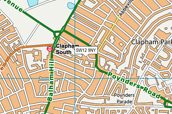 SW12 9NY map - OS VectorMap District (Ordnance Survey)