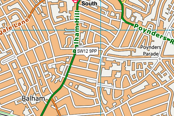 SW12 9PP map - OS VectorMap District (Ordnance Survey)