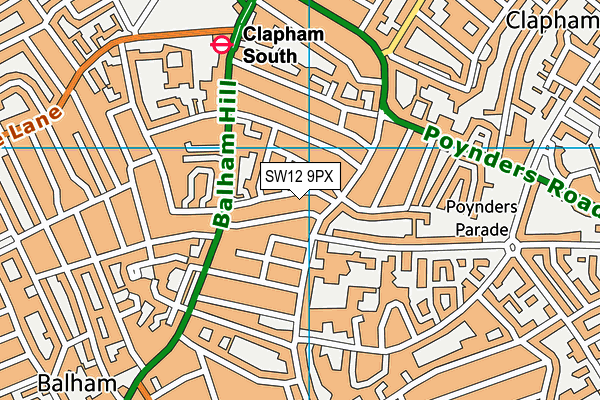 SW12 9PX map - OS VectorMap District (Ordnance Survey)