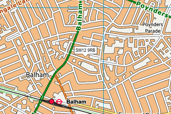 SW12 9RB map - OS VectorMap District (Ordnance Survey)