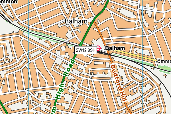 SW12 9SH map - OS VectorMap District (Ordnance Survey)