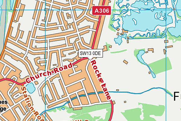 SW13 0DE map - OS VectorMap District (Ordnance Survey)
