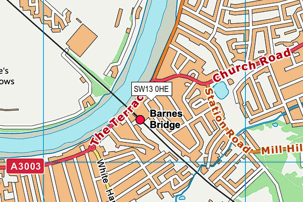 SW13 0HE map - OS VectorMap District (Ordnance Survey)