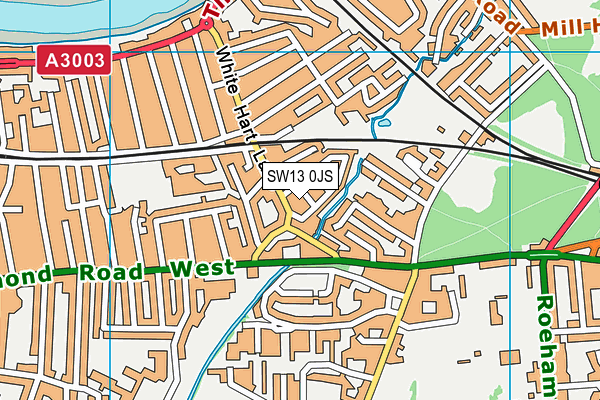 SW13 0JS map - OS VectorMap District (Ordnance Survey)