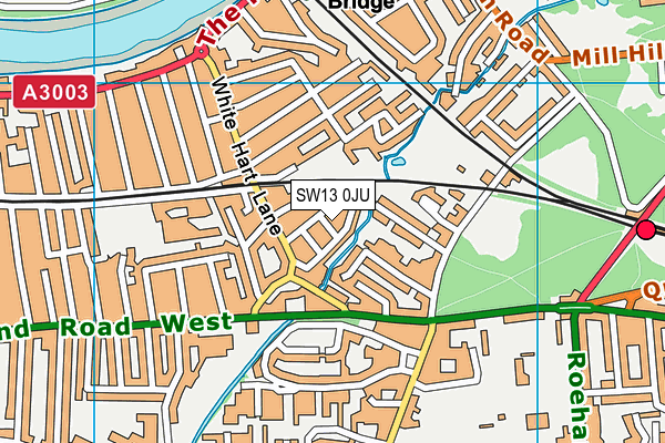 SW13 0JU map - OS VectorMap District (Ordnance Survey)