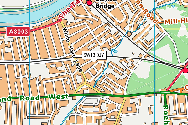 SW13 0JY map - OS VectorMap District (Ordnance Survey)