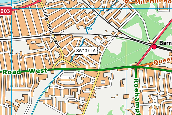 SW13 0LA map - OS VectorMap District (Ordnance Survey)