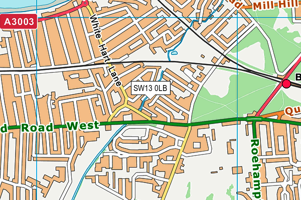SW13 0LB map - OS VectorMap District (Ordnance Survey)