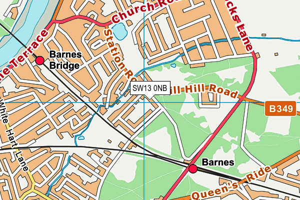 SW13 0NB map - OS VectorMap District (Ordnance Survey)